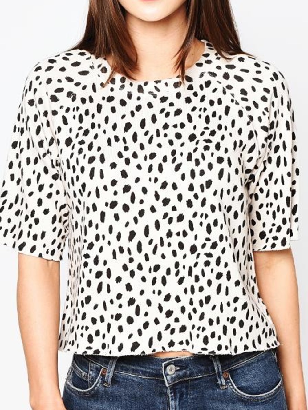 Monrow Raw Edge Cheetah Print Cutoff Sweatshirt SZ M